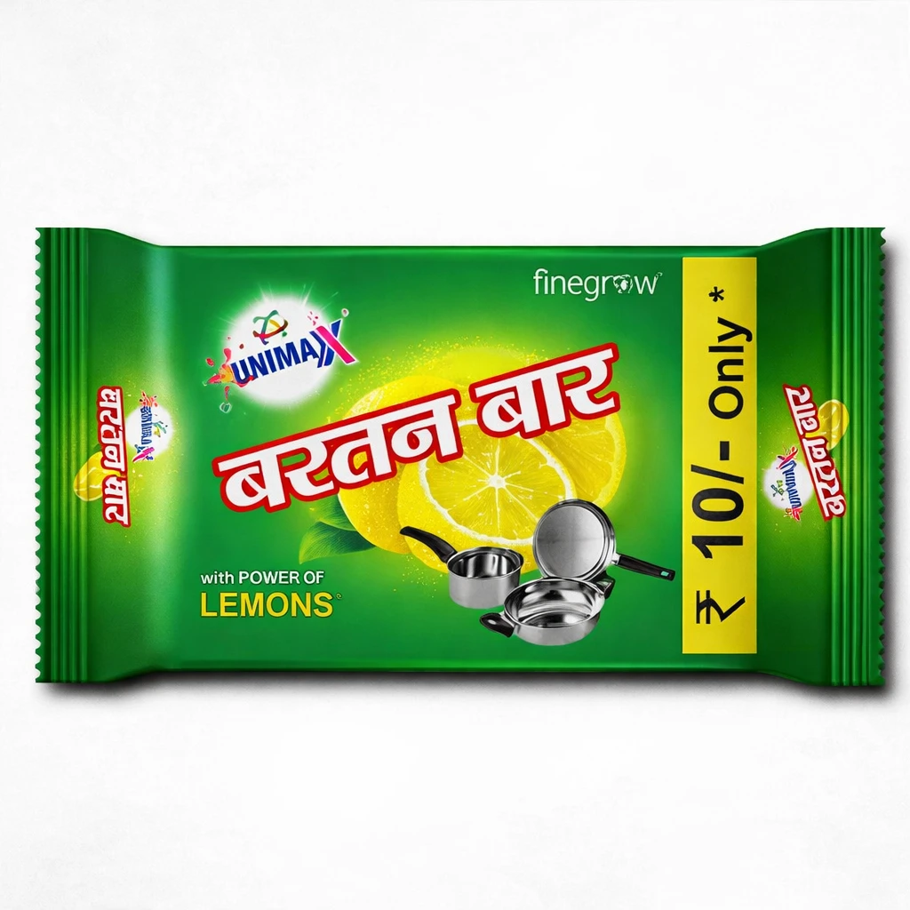 Unimax Bartan Bar – Lemon Power Dish Cleaning Bar (Pack of 4)